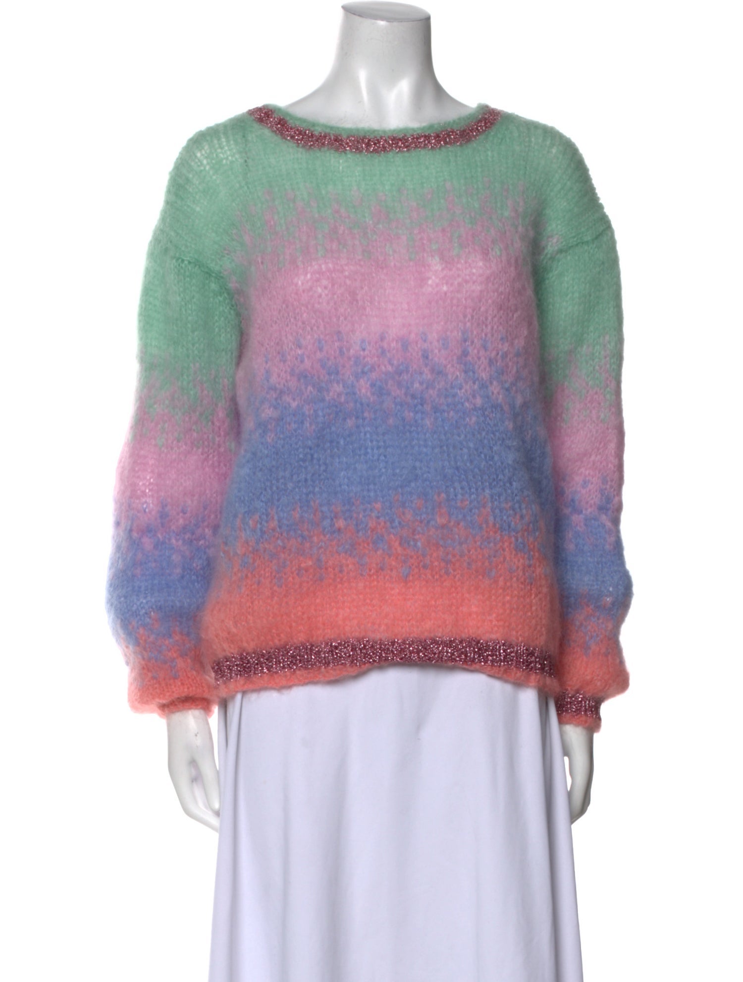 Rose Carmine Mohair Striped Sweater