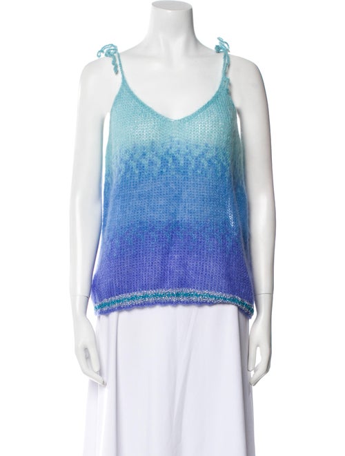 Rose Carmine Kid Mohair Printed Top