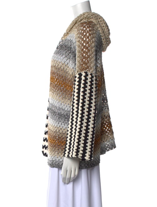 Rose Carmine Striped Open Front Sweater