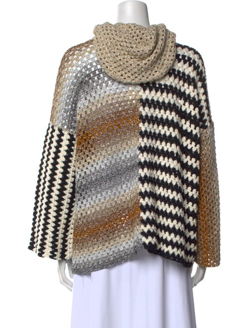 Rose Carmine Striped Open Front Sweater