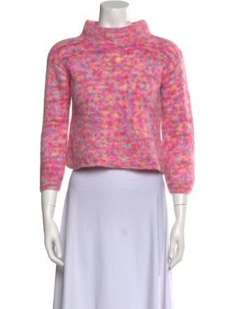 Rose Carmine Alpaca Printed Sweater