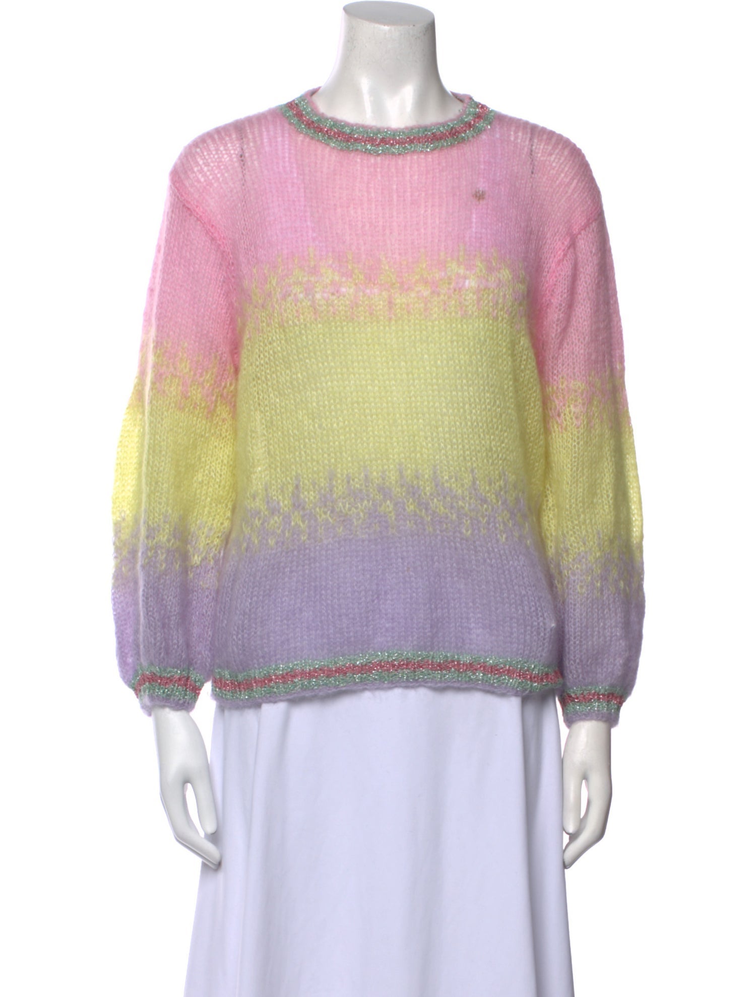 Rose Carmine Mohair Striped Sweater