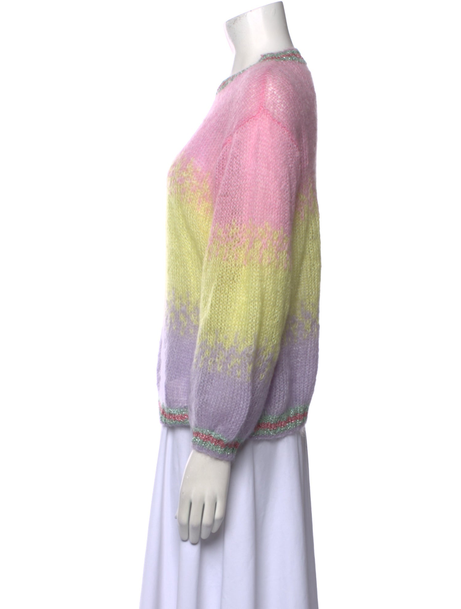 Rose Carmine Mohair Striped Sweater