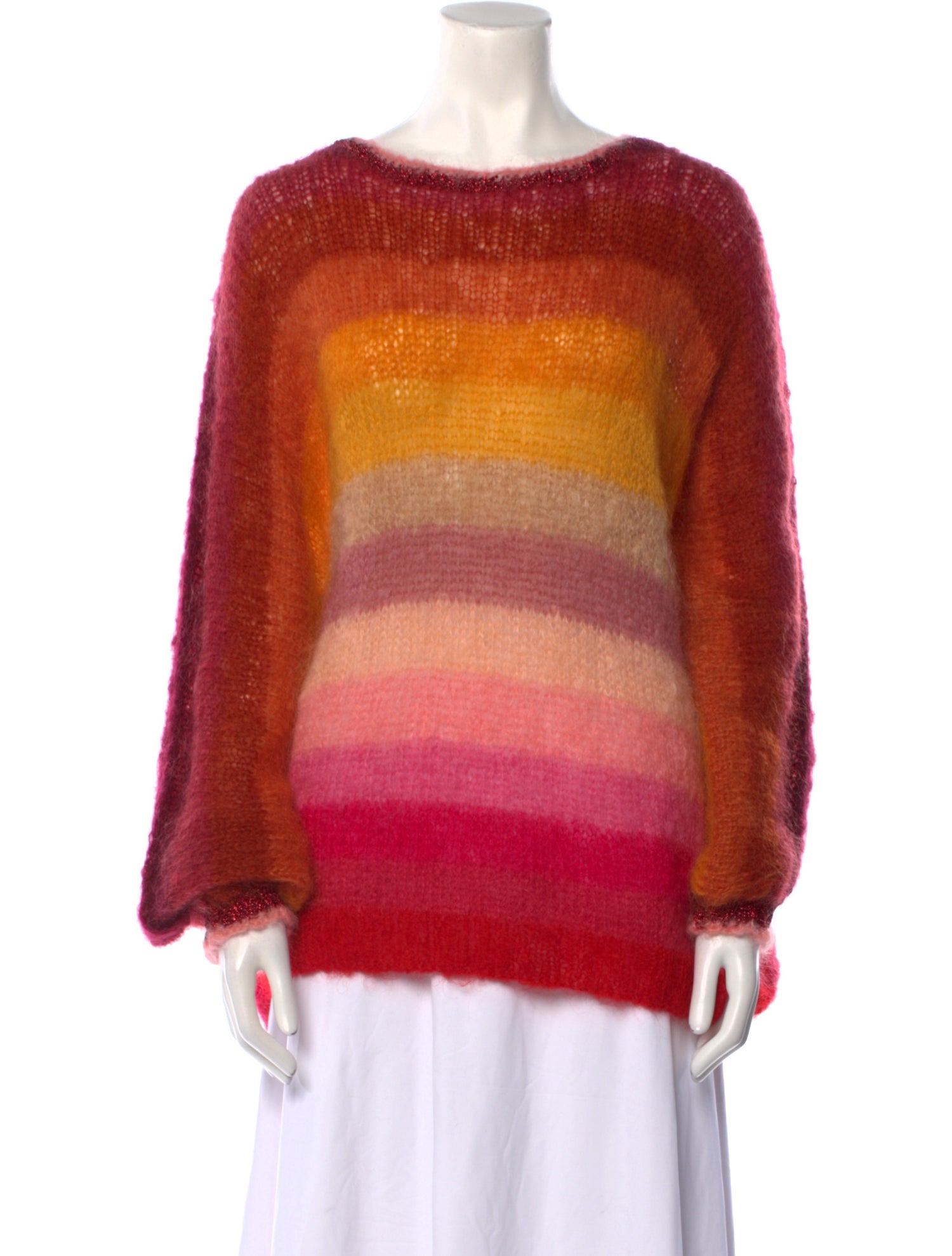 Rose Carmine Mohair Striped Sweater
