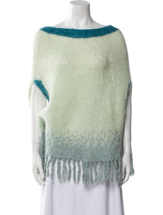 Rose Carmine Kid Mohair Colorblock Pattern Sweater