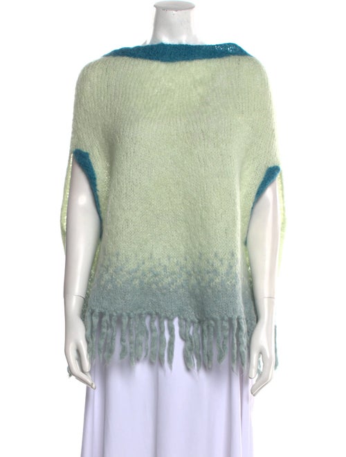 Rose Carmine Kid Mohair Colorblock Pattern Sweater