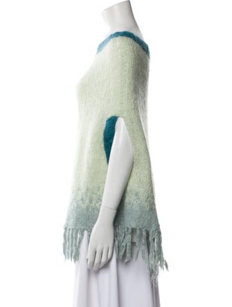 Rose Carmine Kid Mohair Colorblock Pattern Sweater