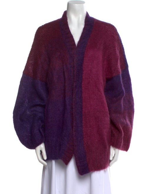 Rose Carmine Mohair Plaid Print Sweater