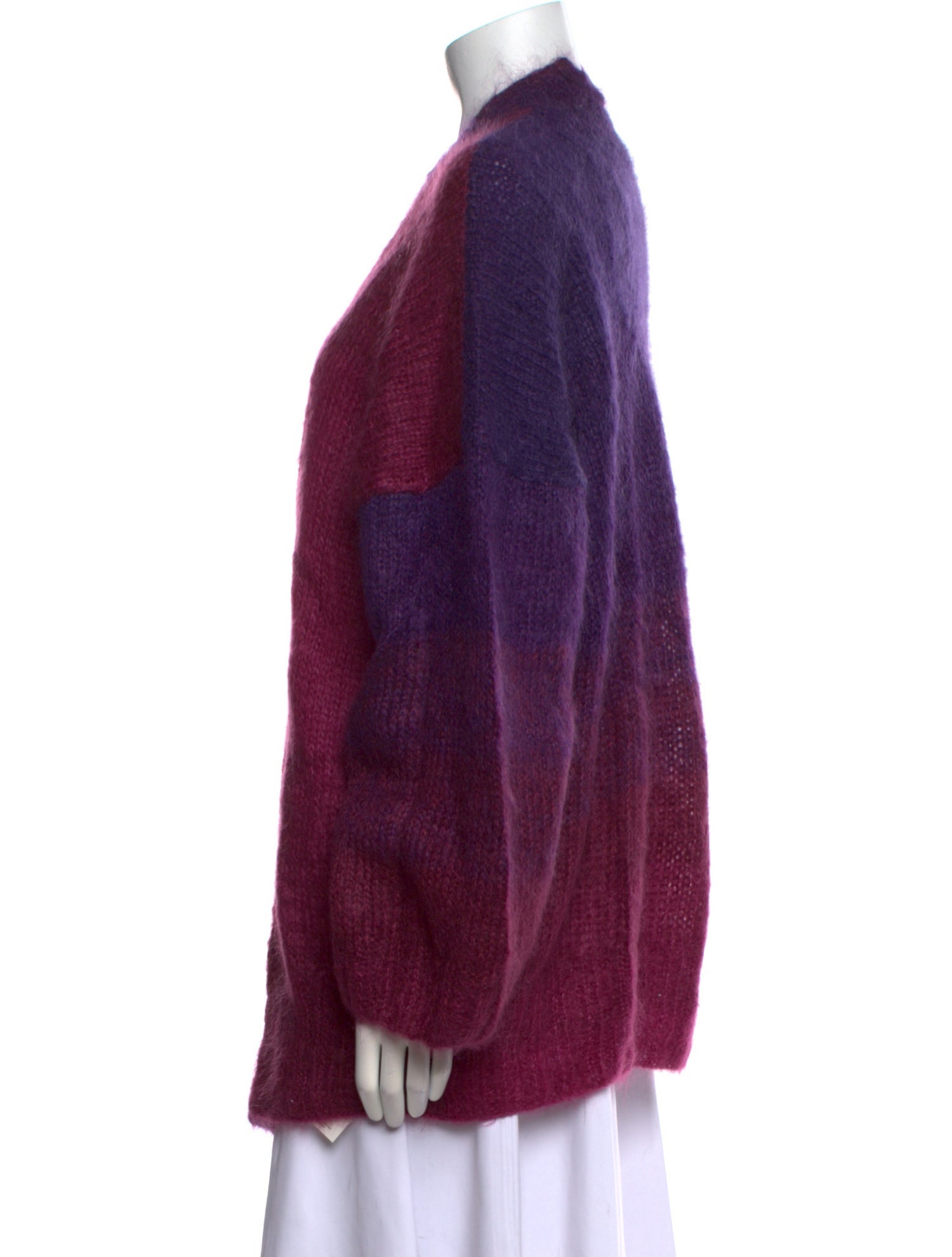 Rose Carmine Mohair Plaid Print Sweater