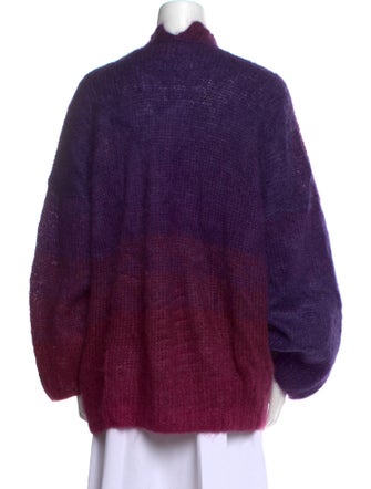 Rose Carmine Mohair Plaid Print Sweater