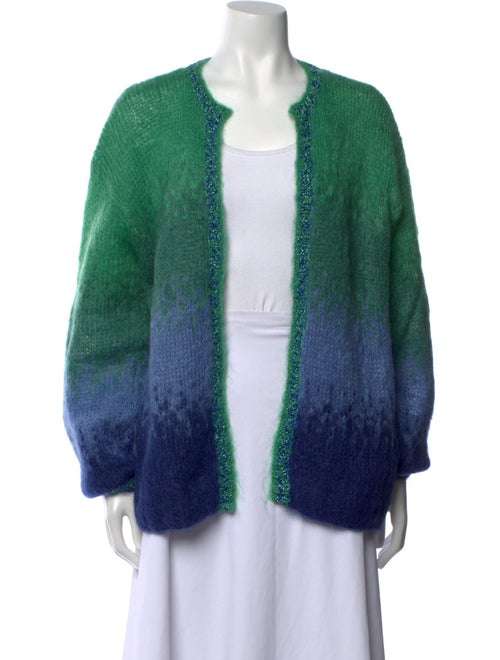 Rose Carmine Mohair Colorblock Pattern Sweater