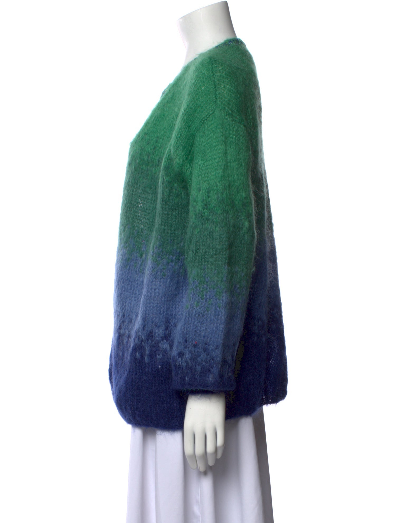 Rose Carmine Mohair Colorblock Pattern Sweater