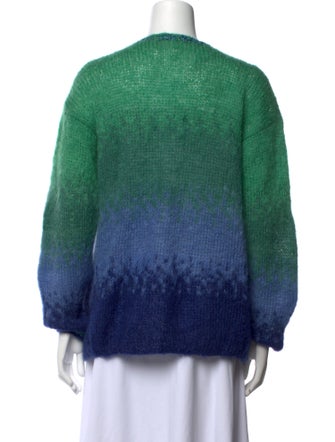 Rose Carmine Mohair Colorblock Pattern Sweater