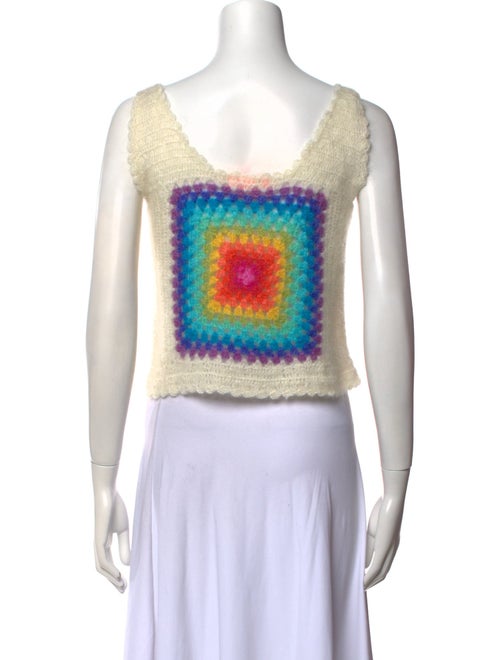 Rose Carmine Kid Mohair Printed Crop Top