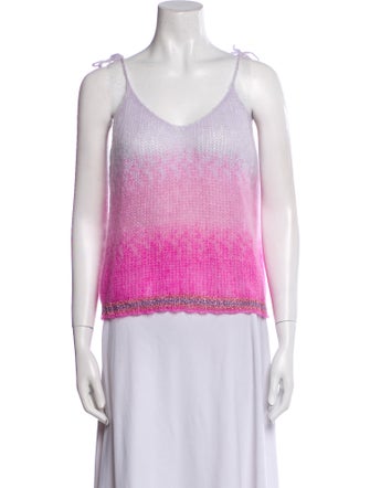 Rose Carmine Mohair Striped Sweater