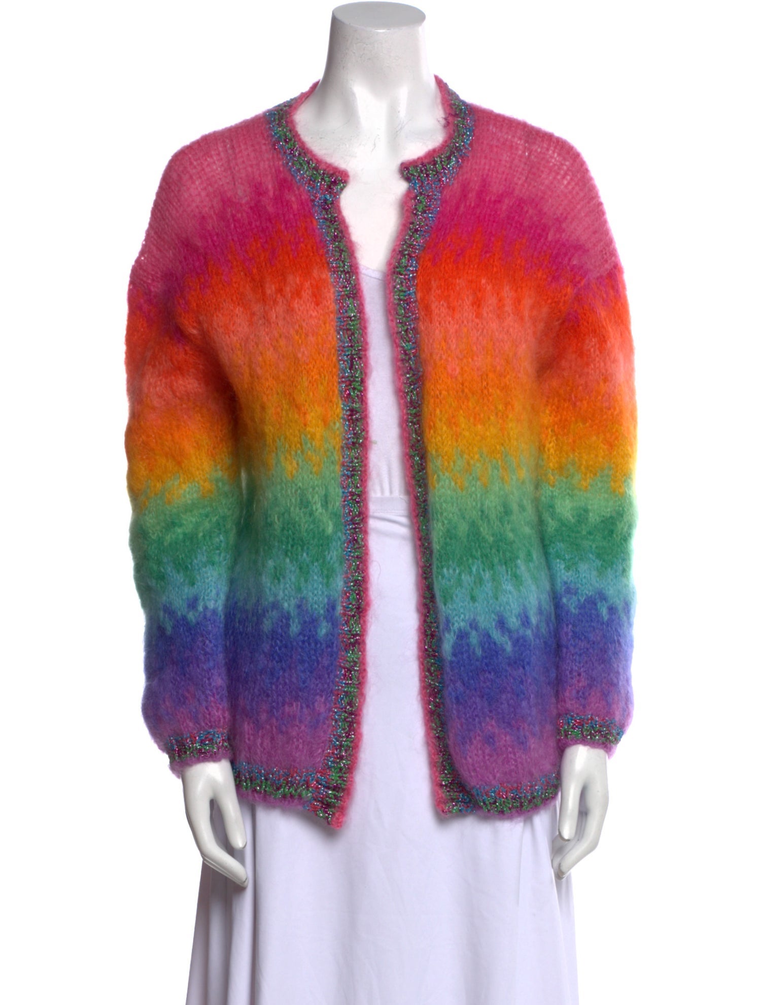 Rose Carmine Mohair Striped Sweater