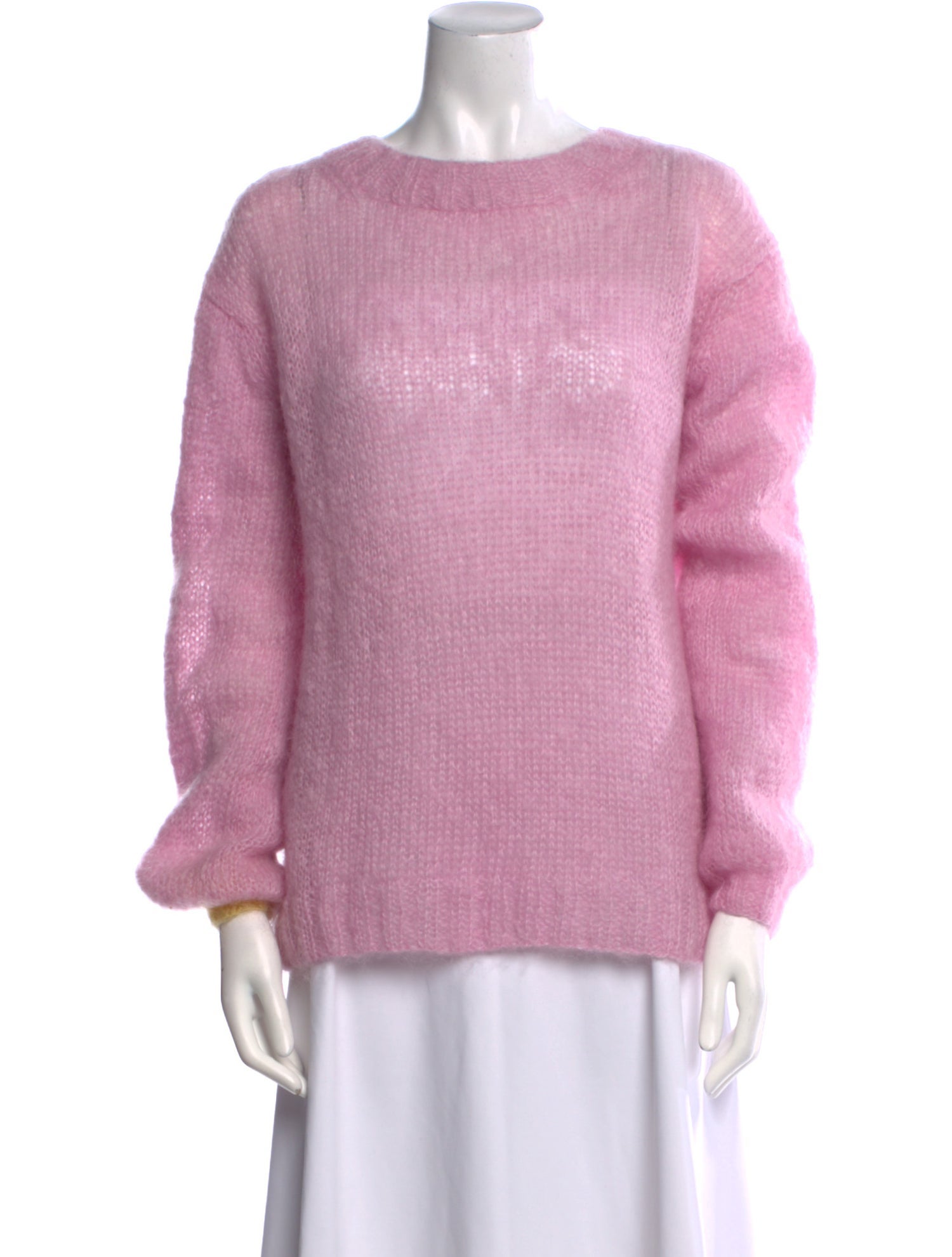 Rose Carmine Mohair Crew Neck Sweater