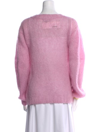 Rose Carmine Mohair Crew Neck Sweater