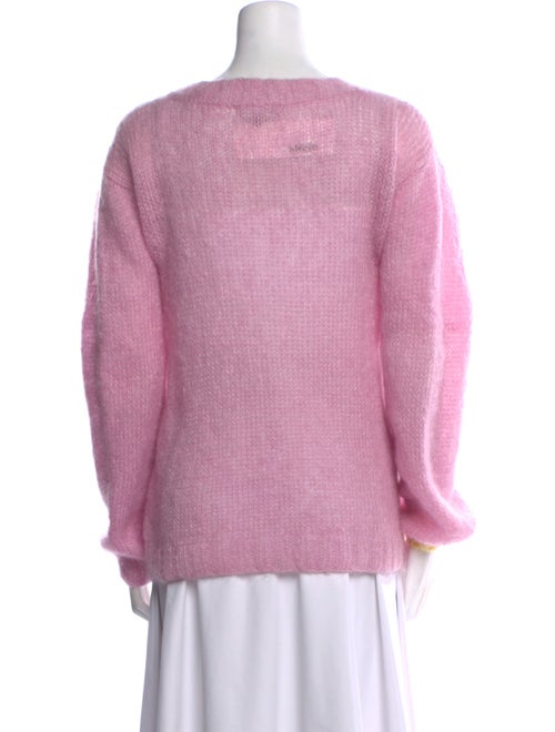 Rose Carmine Mohair Crew Neck Sweater