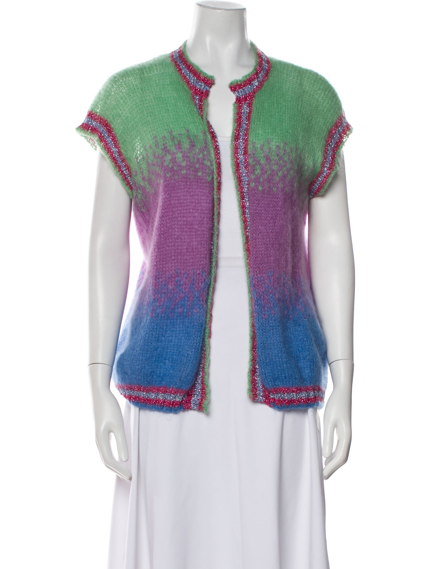 Rose Carmine Kid Mohair Striped Sweater