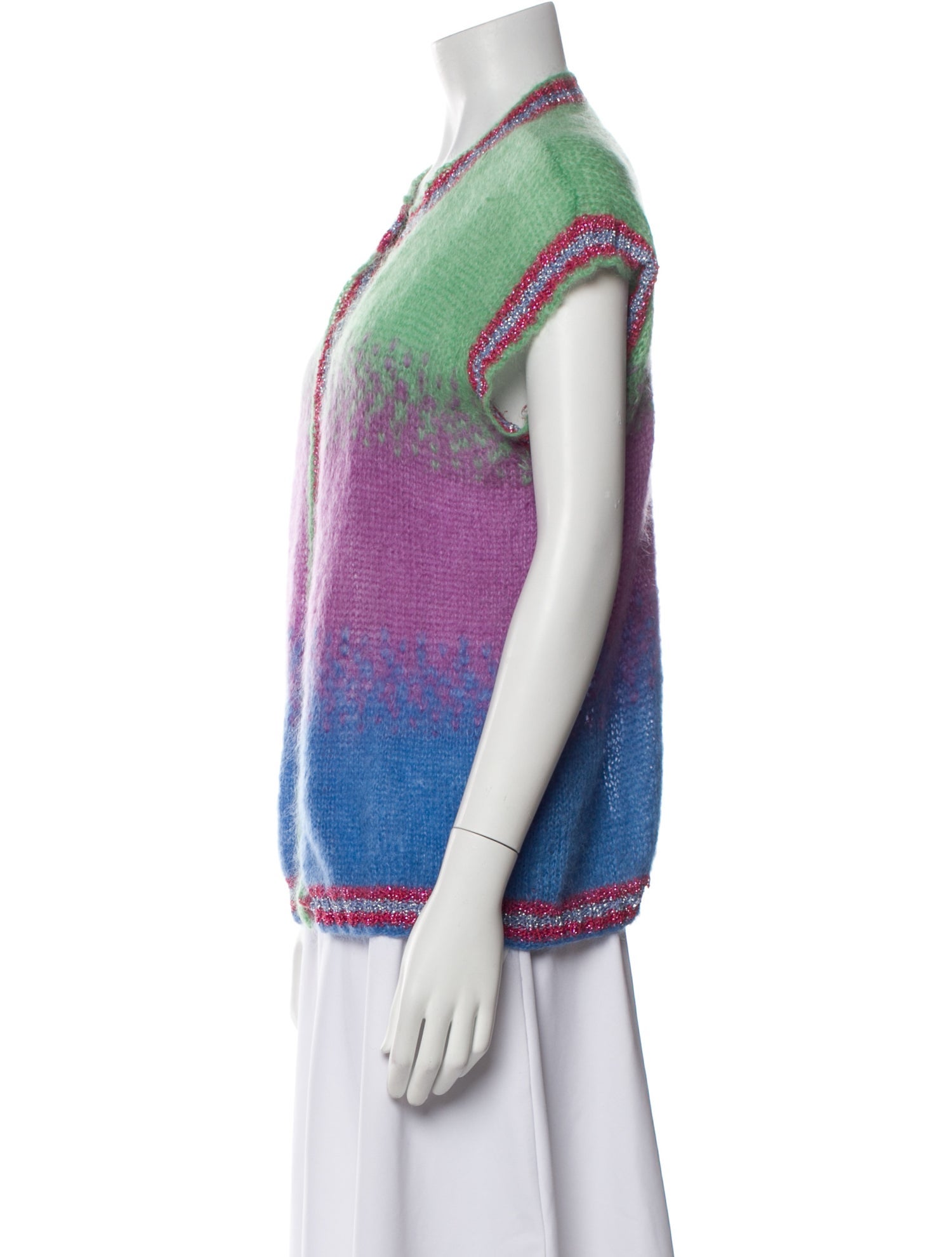 Rose Carmine Kid Mohair Striped Sweater