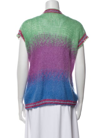 Rose Carmine Kid Mohair Striped Sweater