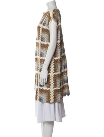 Rose Carmine Plaid Print Crew Neck Sweater