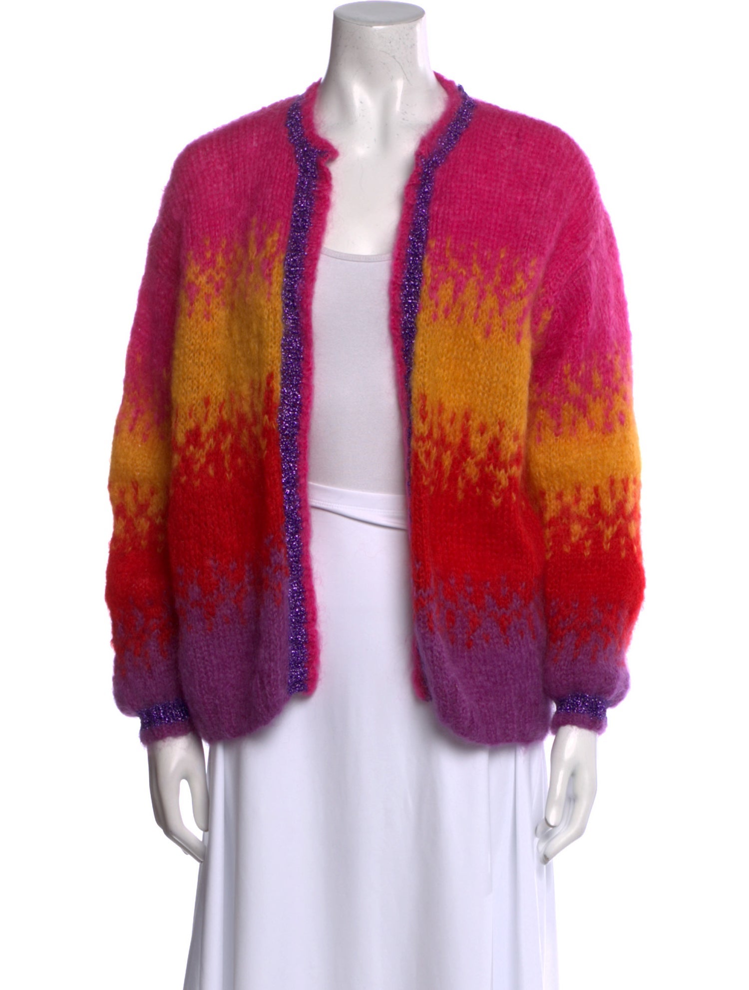 Rose Carmine Mohair Printed Sweater