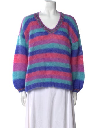 Rose Carmine Mohair Striped Sweater