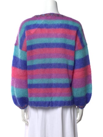 Rose Carmine Mohair Striped Sweater