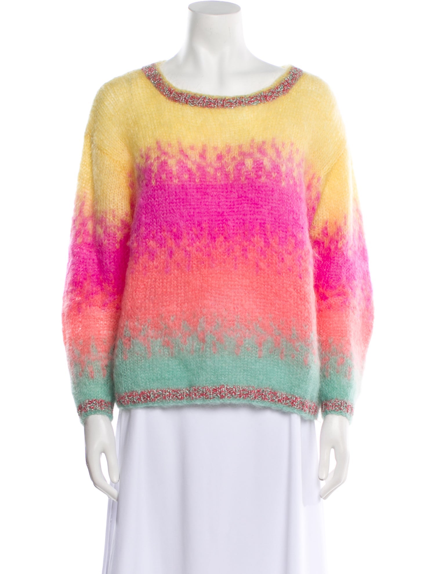 Rose Carmine Mohair Printed Sweater