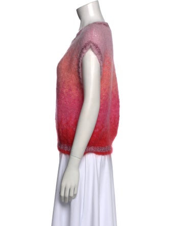 Rose Carmine Mohair Colorblock Pattern Sweater