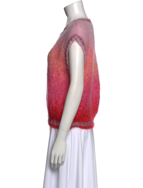 Rose Carmine Mohair Colorblock Pattern Sweater