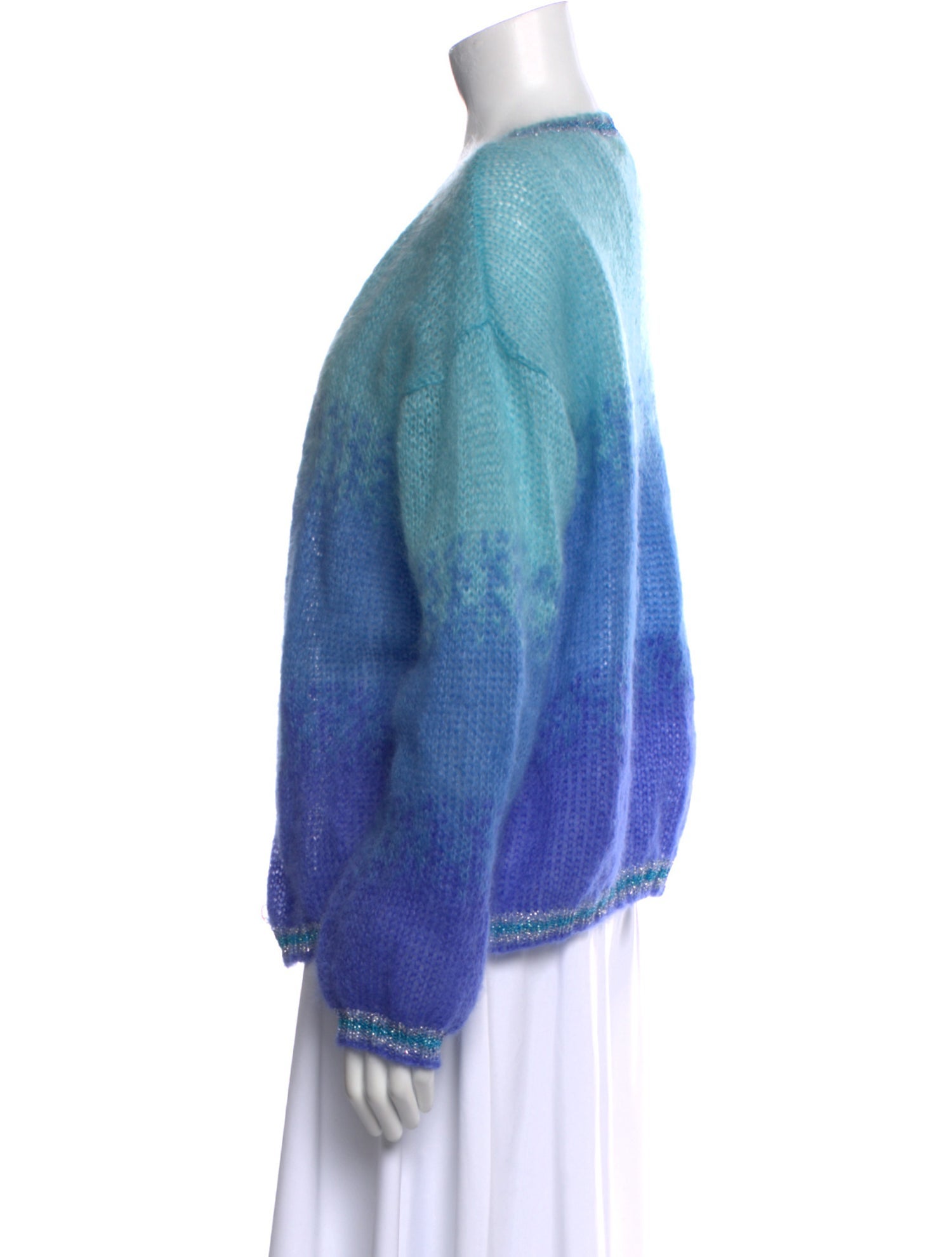 Rose Carmine Kid Mohair V-Neck Sweater