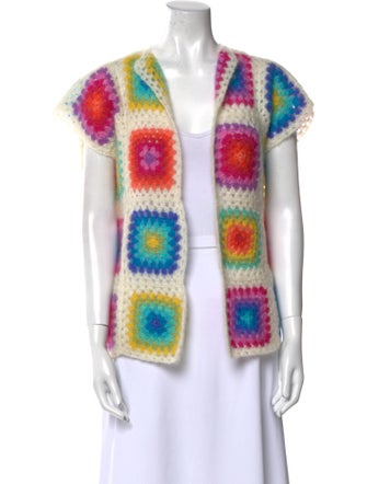 Rose Carmine Kid Mohair Printed Sweater