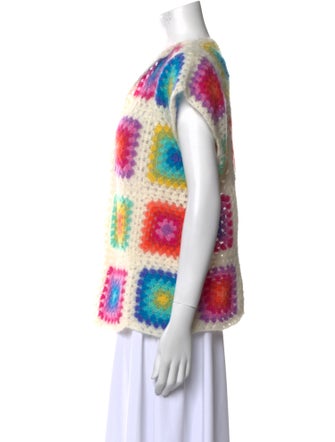 Rose Carmine Kid Mohair Printed Sweater