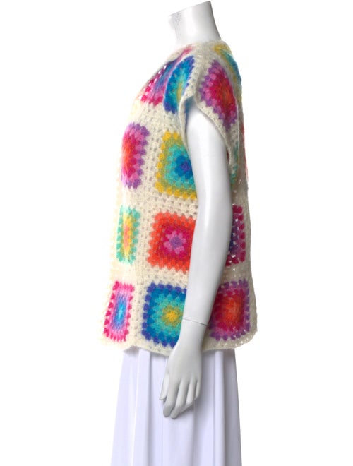 Rose Carmine Kid Mohair Printed Sweater