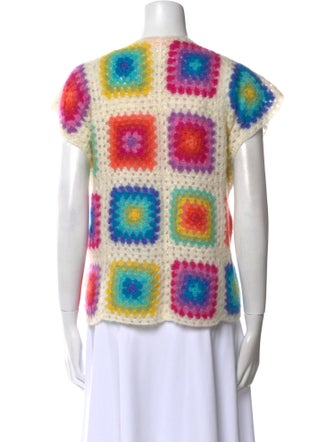 Rose Carmine Kid Mohair Printed Sweater