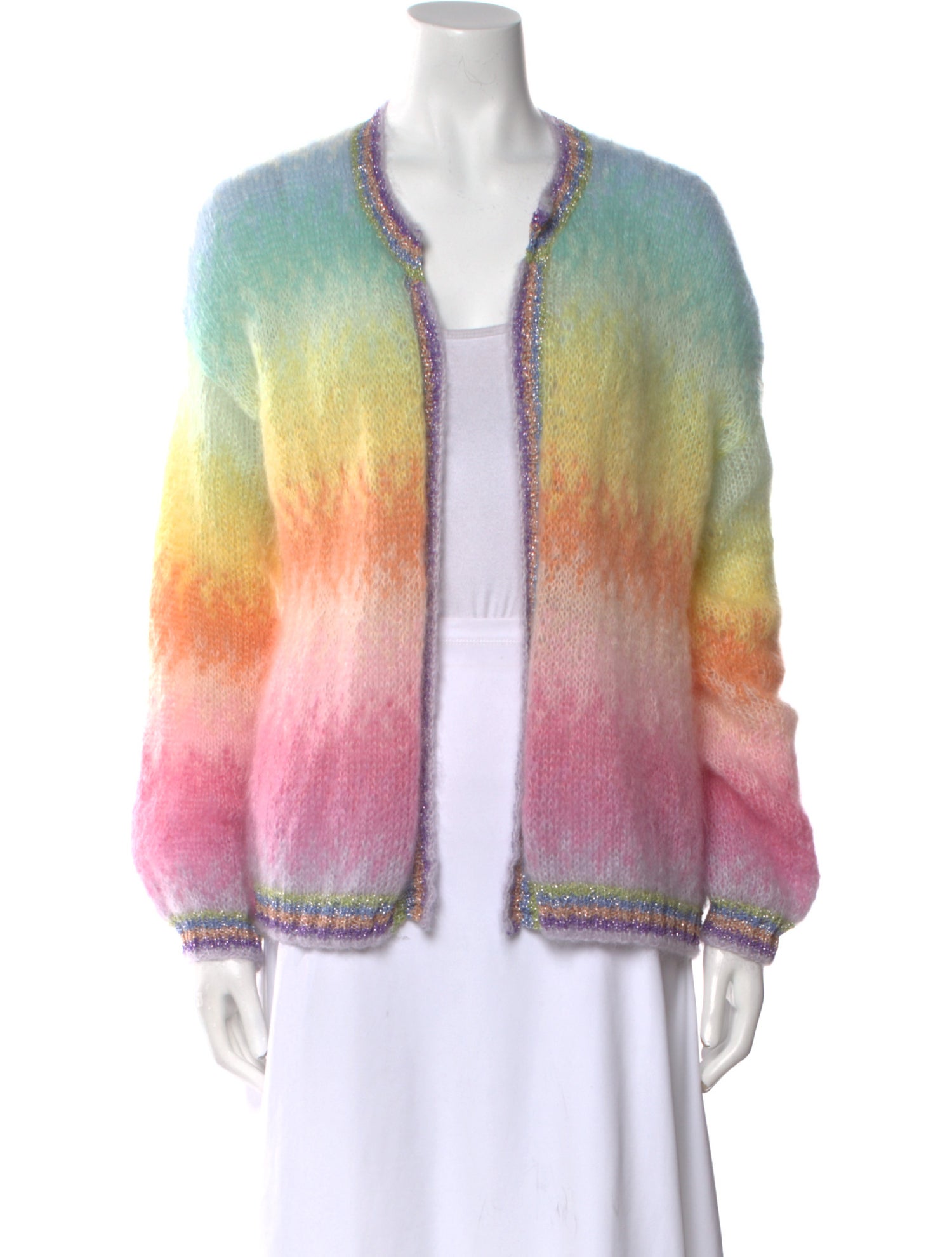 Rose Carmine Mohair Striped Sweater