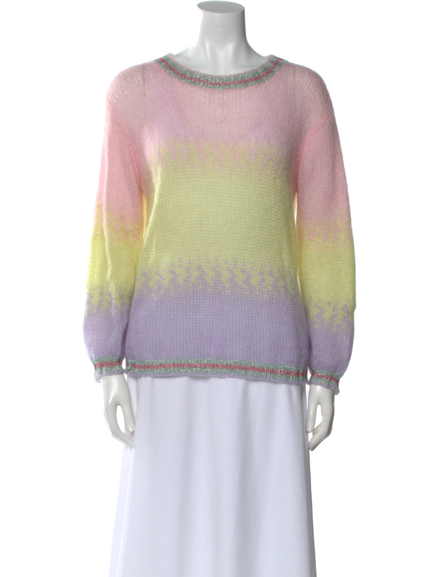 Rose Carmine Kid Mohair Tie-Dye Print Sweater