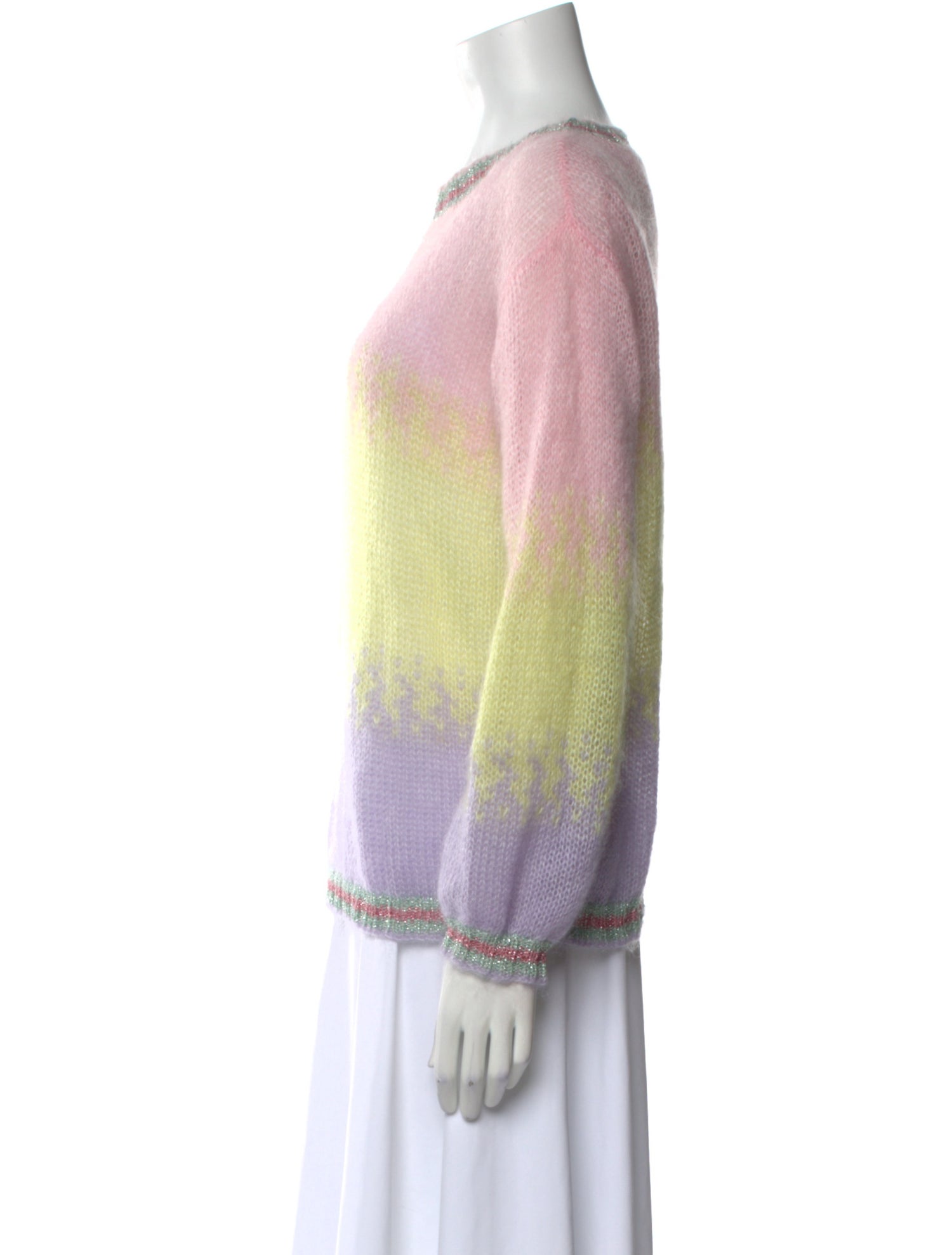 Rose Carmine Kid Mohair Tie-Dye Print Sweater