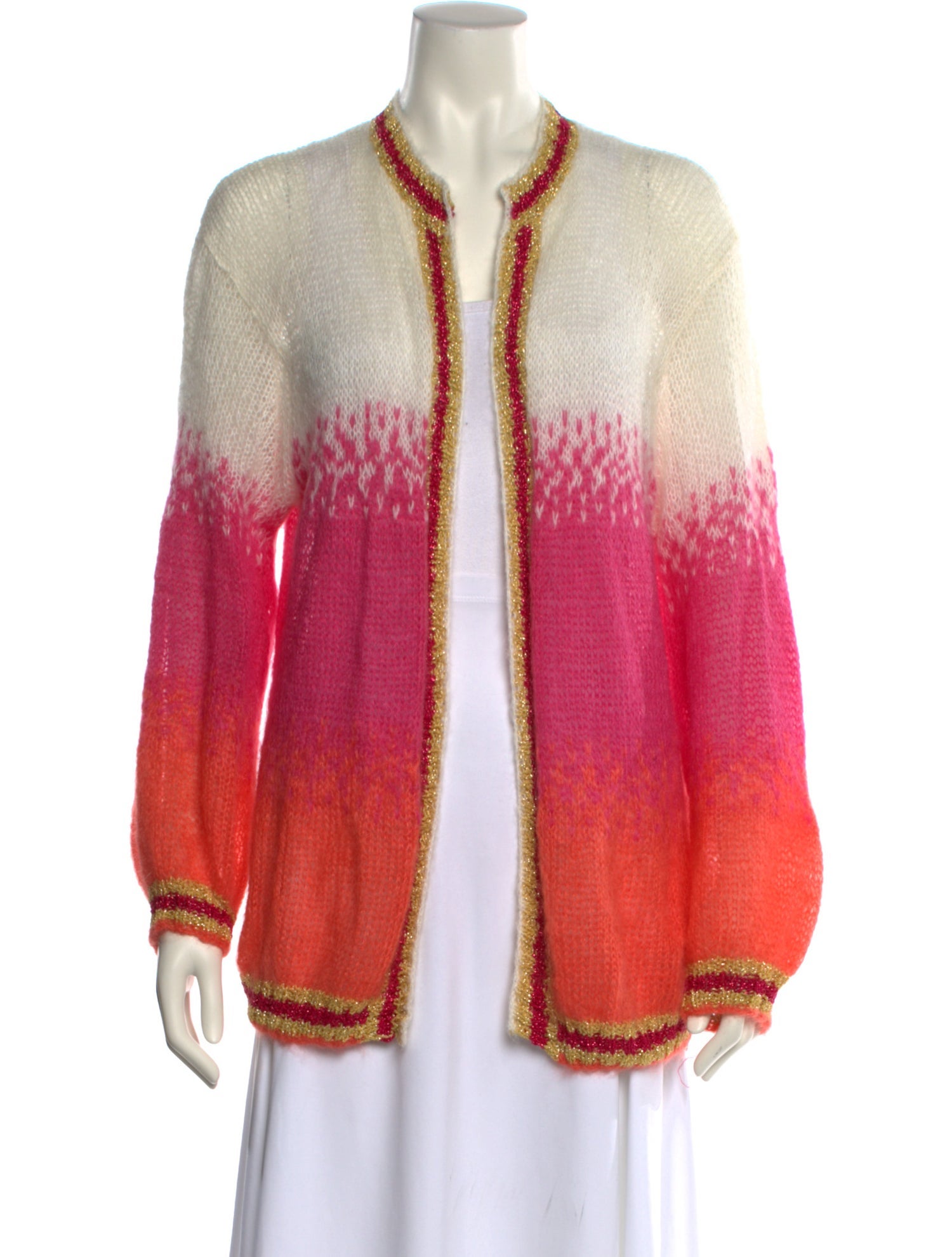 Rose Carmine Kid Mohair Striped Sweater