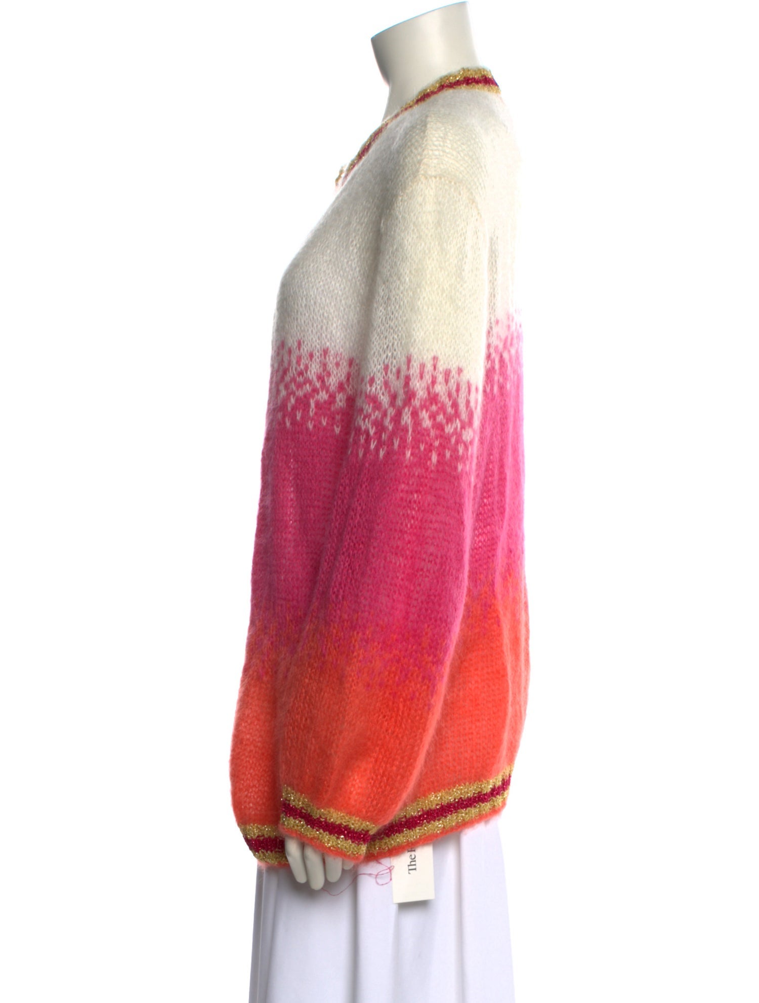 Rose Carmine Kid Mohair Striped Sweater