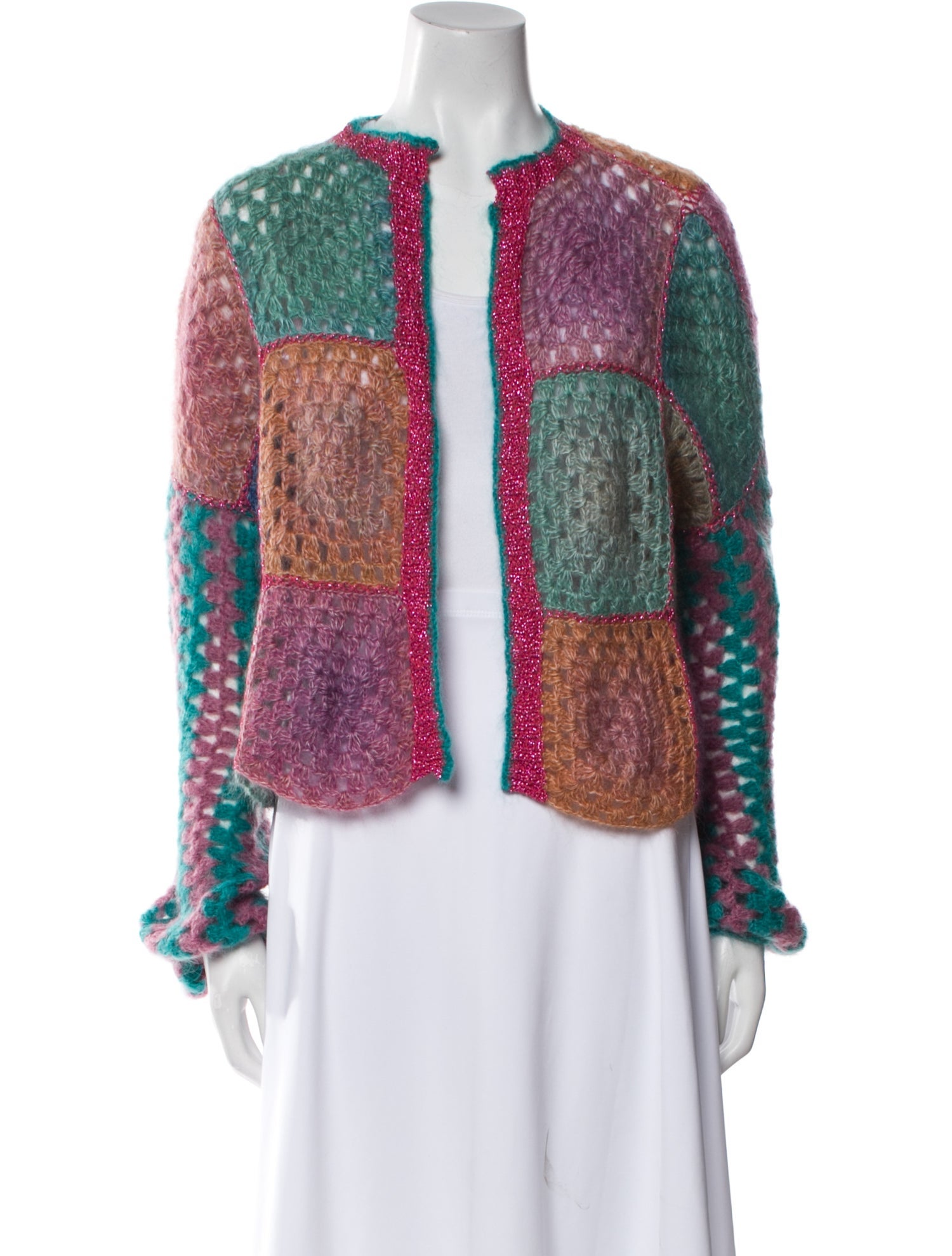 Rose Carmine Kid Mohair Printed Sweater