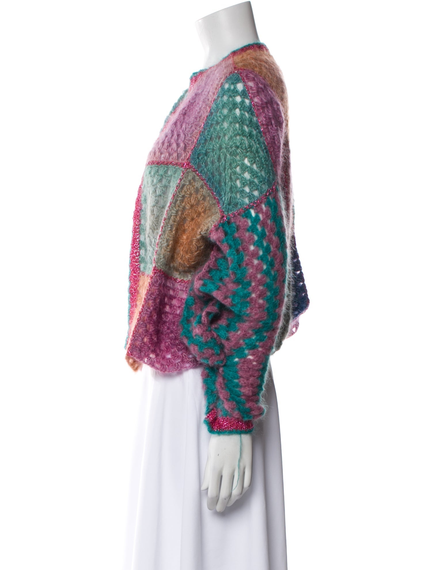 Rose Carmine Kid Mohair Printed Sweater