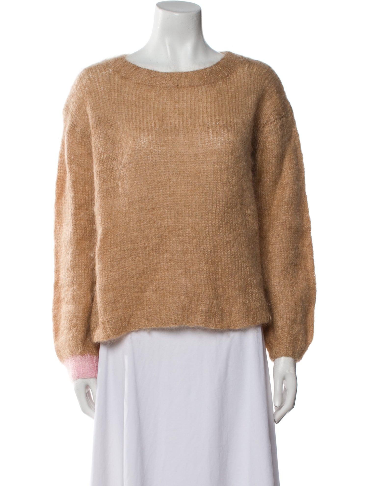 Rose Carmine Mohair Scoop Neck Sweater