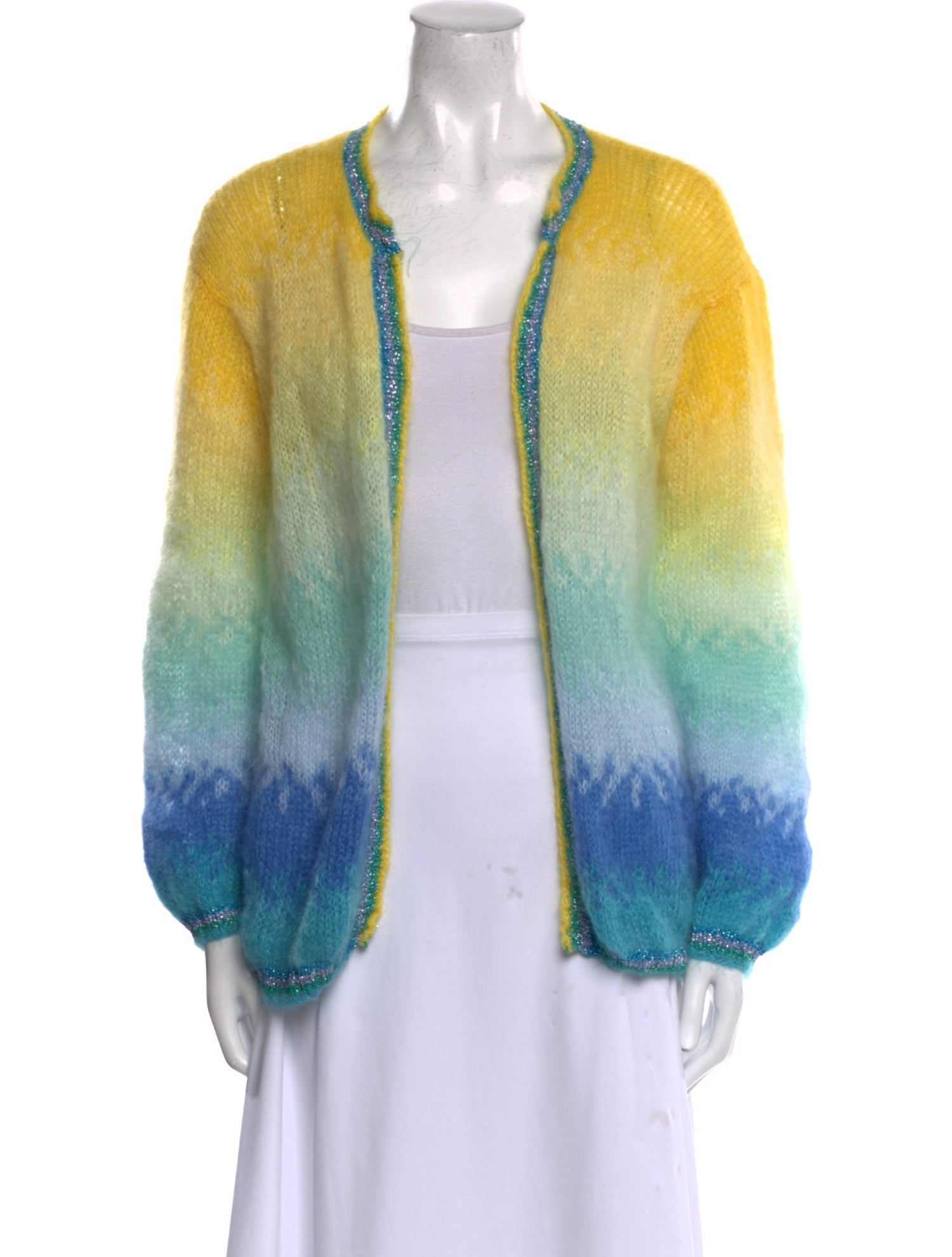 Rose Carmine Kid Mohair Striped Sweater