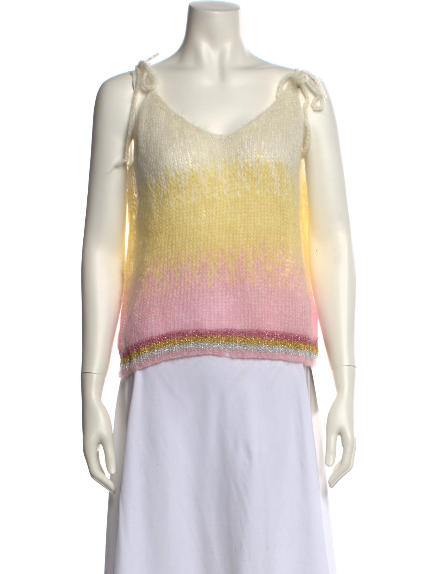 Rose Carmine Mohair Striped Sweater