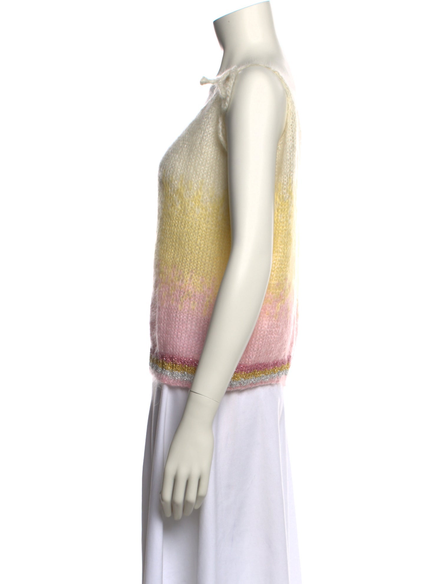 Rose Carmine Mohair Striped Sweater