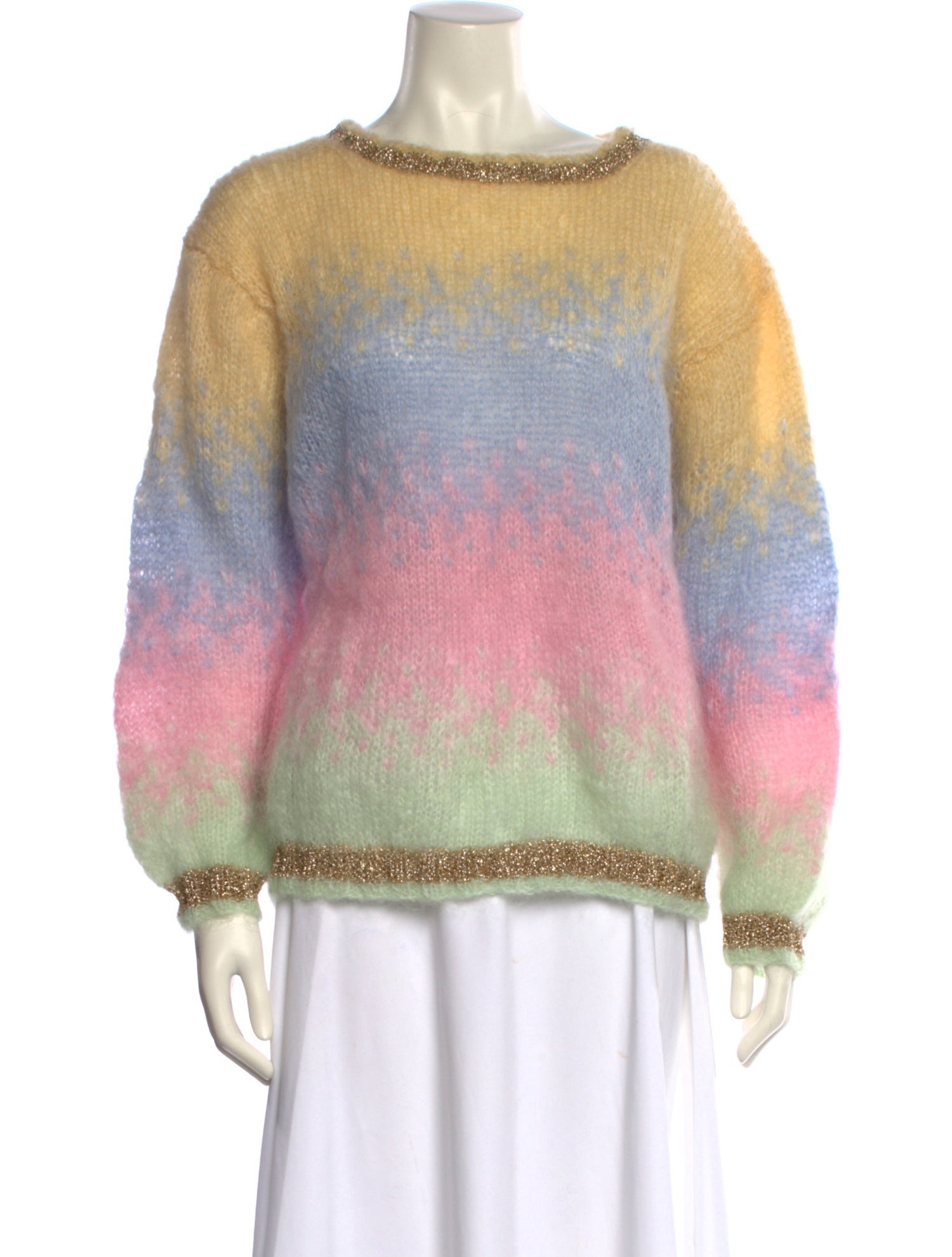 Rose Carmine Kid Mohair Striped Sweater